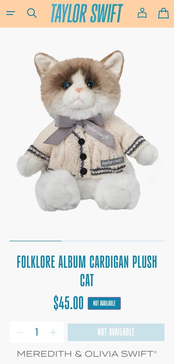 MyPinnedLife's tweet photo. The #folklore cardigan cat has its own category on @taylorswift13's store page. You go to Shop by Album and it's the only product listed in the Meredith and Olivia Shop. Bringing this cat back to torture us...#CruelSummer #taylornation #TaylorSwift https://t.co/K7ReiyNJaO