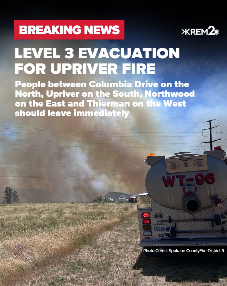KREM2's tweet photo. People near Beacon Hill in Spokane are being asked to leave the area immediately as crews work to put out a fire burning just off East Upriver Drive.

Visit https://t.co/LQCDgS2bT6 for the latest updates. https://t.co/f5wb9wdliq