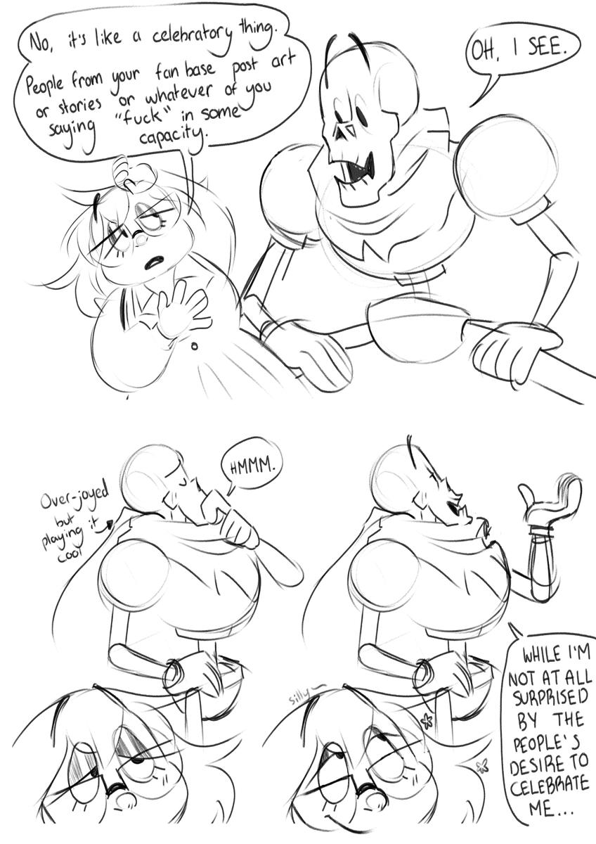 circleheadd's tweet photo. It's Let Papyrus Say Fuck Day once again and my life is in shambles so here's my comic from last year, I'm not sure  how I would top this anyway #letpapyrussayfuck #papyrus #undertale (4/10) https://t.co/sA80g5YPWY