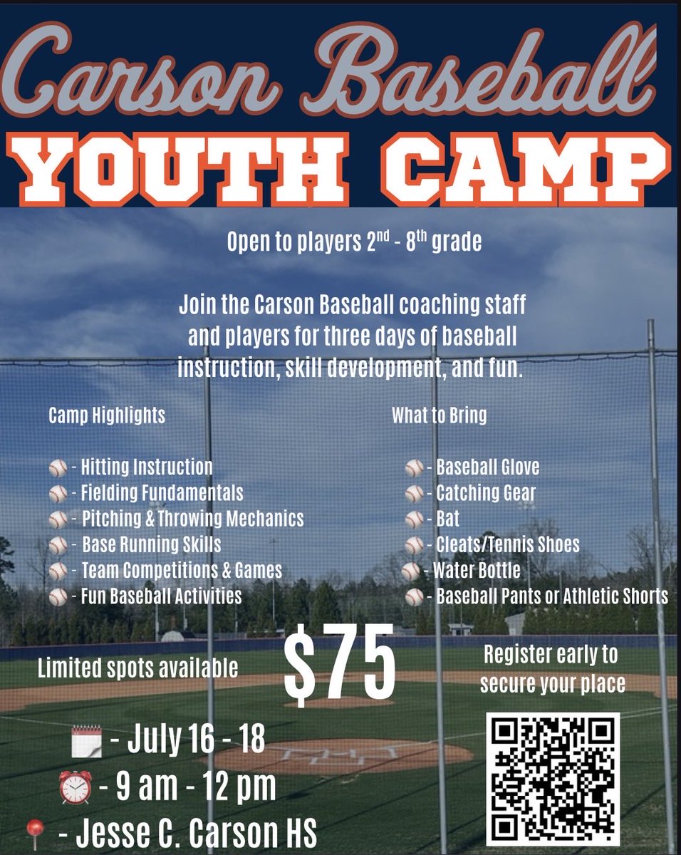 JCHSCougarsBSB's tweet photo. 🚨Calling local youth🚨

Learn the game with the Carson Cougars 

Message us with questions

Stand for the Orange and Blue 
Strengthen the Legacy 

@mikelondonpost3 / @RochaMocha11 / @jcalexander23 / @ncsn2023 / @RoCoWXSports / @PrepBaseballNC / @CarsonCougarFB / @CarsonAthletics https://t.co/Td9I3lYyNy