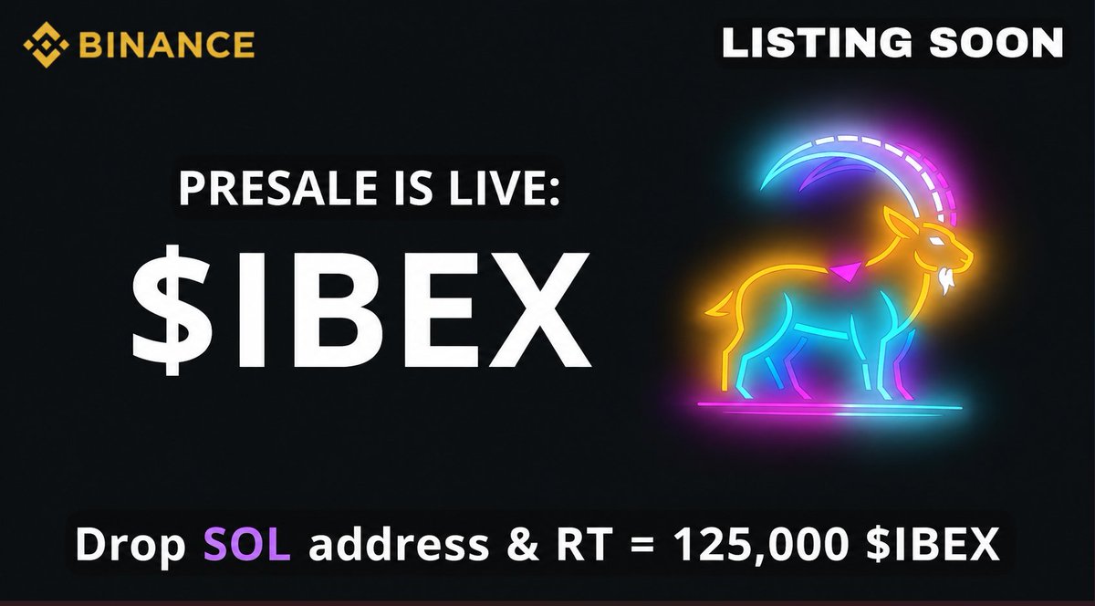 IbexSolana's tweet photo. Buy On X
Send between 0.5 SOL and 10 SOL to:
ibxW7YYZ4uoXekAam6oEHzkYndw8qvKAcEQ8bcVQ1uE

1 SOL = 25M $IBEX

Ends June 21
Retweet &amp; Drop Sol Address for 500,000 $IBEX
 Token https://t.co/MeucbOYCJi