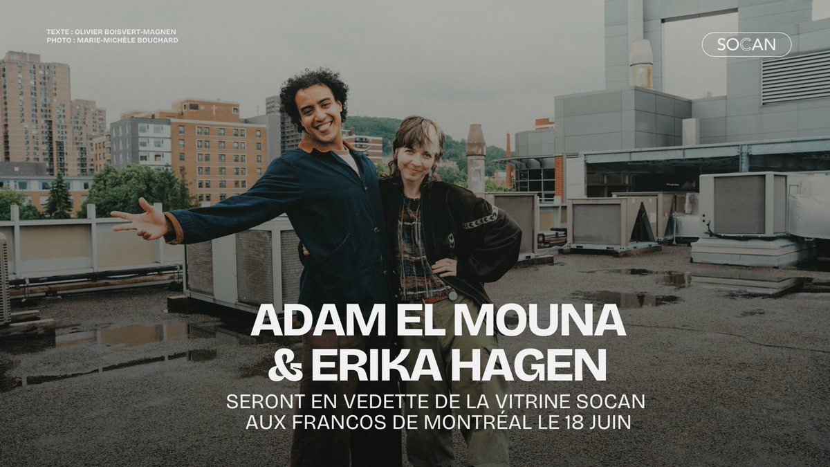 SOCANmusique's tweet photo. La vitrine SOCAN aux Francos de Montréal réunira ce vendredi deux univers distincts 👀✨

Découvrez leur parcours, leur rencontre et ce qui les attend pour cette première vitrine commune aux Francos!

🔗 Plus de détails juste ici : https://t.co/vr3DkaAtbo https://t.co/I3tS5UuQAl