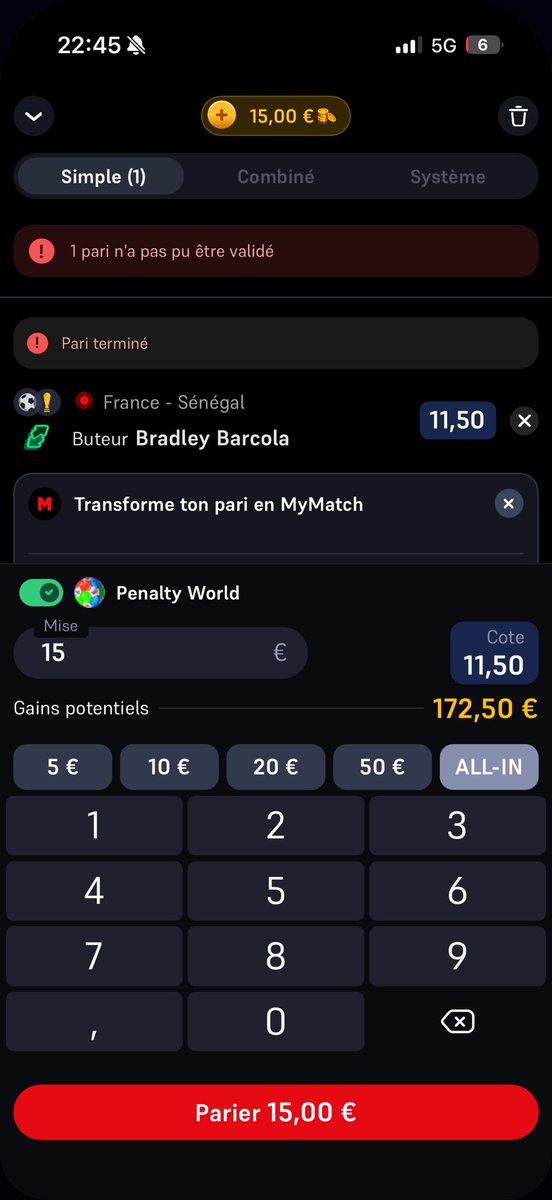 Ryan78250's tweet photo. @WinamaxSport la honte j’ai cliqué sur valider avant le but et en plus on fait des dépôts et les sous arrivent en 5 min https://t.co/FmuuF5HL2S