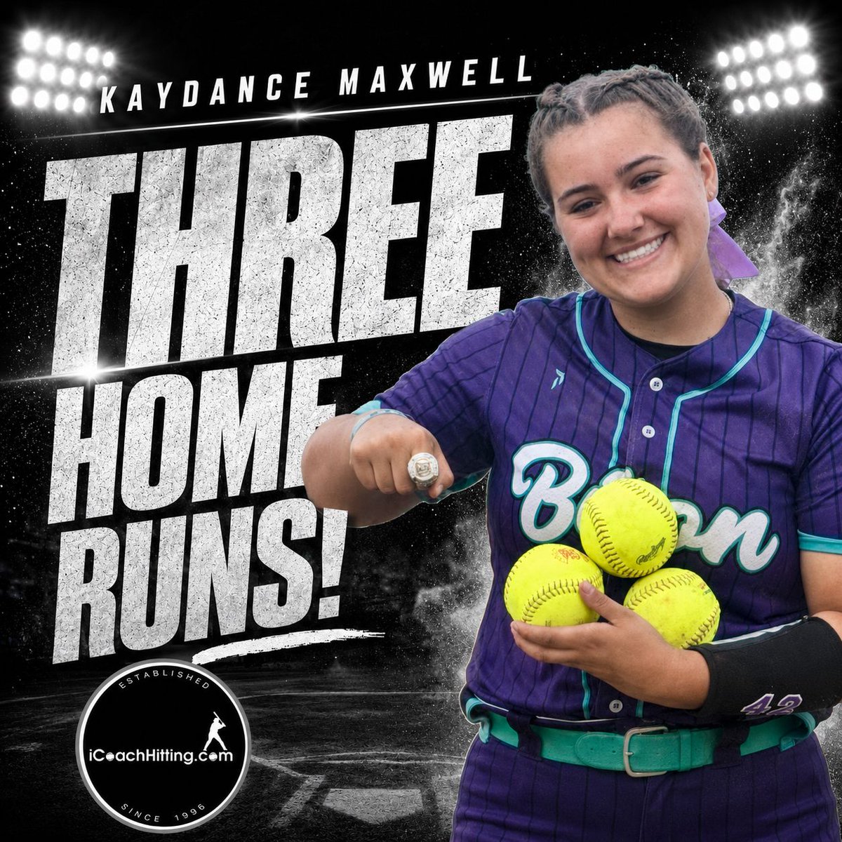iCoachhitting's tweet photo. Kaydance Maxwell is absolutely crushing it this summer! 🔥

Through 11 games she’s slashing:
.818 AVG | .867 OBP | 2.503 OPS | 1.636 SLG

18 hits, 3 doubles, 3 triples, 3 HOME RUNS, 13 RBI and 16 runs scored.

That’s complete domination. Let’s Go! 💣🥎 https://t.co/aWzYkVYH9d
