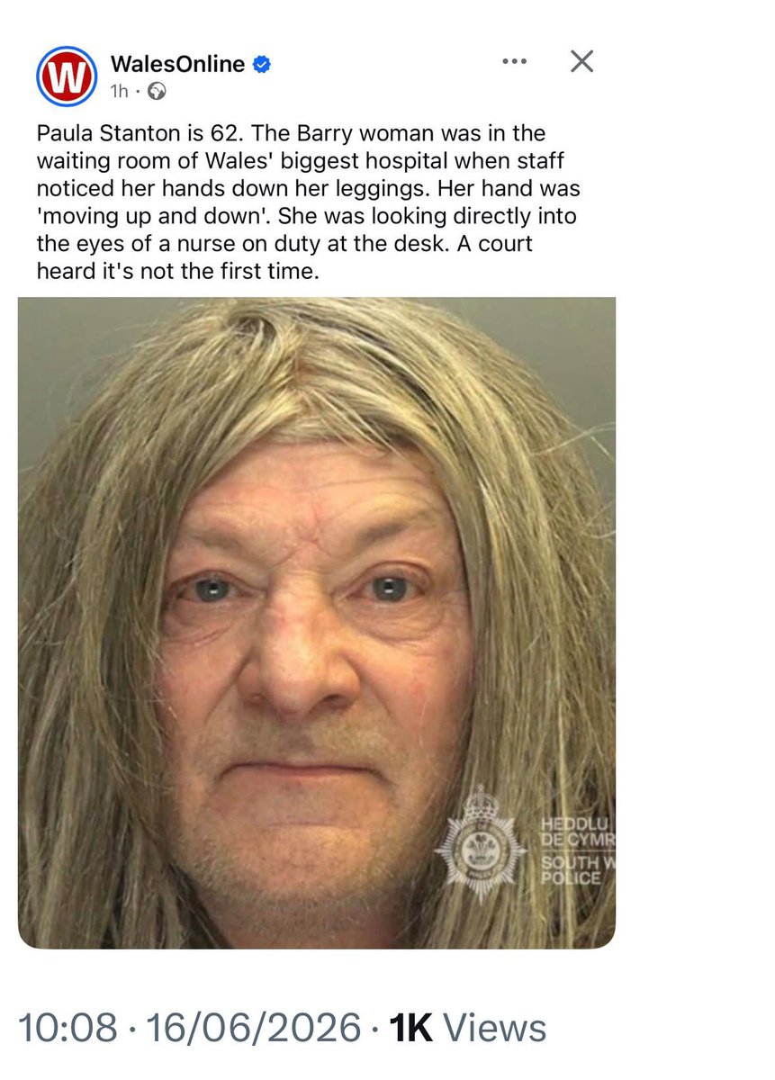 ToniaAntoniazzi's tweet photo. Hello @WalesOnline 

This is a very unwell man with severe mental health issues not a woman. If he has a penis and is reported to be ‘wanking’ - he is indeed a man. 

Please report a persons sex not their self identified gender when reporting such offences. 

Thank you. https://t.co/1Ri4EgwjFF