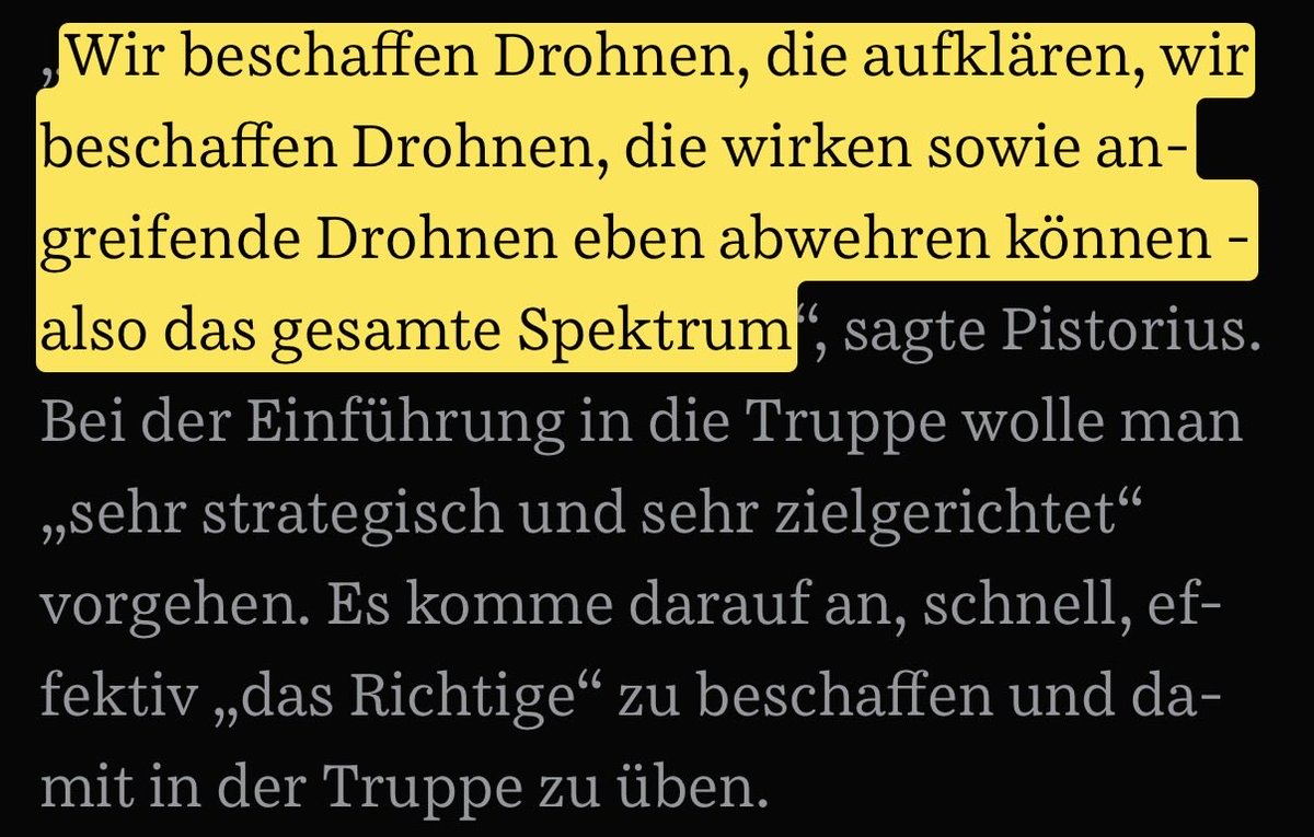 bodoxstocks's tweet photo. $ONDS 

€16B investment for drone defense 🇩🇪👀

wild. Defense Minister Postorius is straight up talking about the whole stack: recon, attack, defense. most importantly about getting it fielded fast.

looks like Bundeswehr is done debating for years. Germany wants systems that actually work, can plug in, are ready to roll right now.

show me the money…👊🏻

🗣️ „We procure drones that reconnoiter, we procure drones that have effect as well as attacking drones indeed defend against can - so the entire spectrum…“

🗣️ „It comes down to procuring 'the right thing' quickly, effectively and training with it in the troops."

🗣️ „The specialists are, with their expertise, ready for deployment very, very quickly when needed, to defend against drones, for example to protect military facilities and other important objects…“