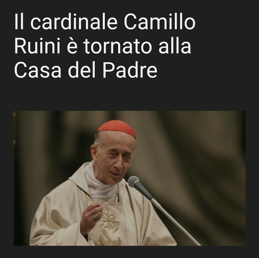 SimoPillon's tweet photo. Il cardinale Ruini è con il Signore.
A chi voleva chiuderci nelle sacrestie ha saputo opporre la dimensione pubblica della fede.
A chi voleva ridurre il cristianesimo al silenzio ha saputo mostrare la forza della ragione e il diritto naturale.
È lui che mi ha insegnato che è
"Meglio essere contestati che irrilevanti".
Ancora ricordo quelle tende scostate, da cui osservava piazza san Giovanni al primo Family Day del 2007.
A Dio eminenza.
Il Signore la accolga.