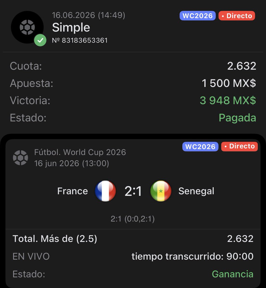 7overtime's tweet photo. De verdad si tú tipster no cobró en el partido de Francia que se vaya a jugar roblox 🤣

FREE PICK DIANE PARRY ML (-121) ✅
FREE PICK BUSE ML (+116) ✅
OVER 2.5 GOLES (+163) ✅

No sé qué esperas a unirte a la 7neta 🫪🔥
Manda DM con la palabra “PROMO MUNDIAL” y te mando la información 🫡
@overtime79