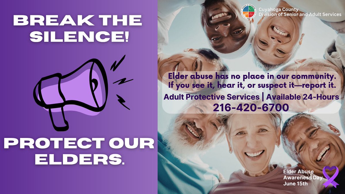 TowerLightsCLE's tweet photo. Yesterday my lights were purple for Elder Abuse Awareness Day. 

Older adults in our community deserve safety and support. Elder abuse, neglect and exploitation are preventable but only if we speak up when something feels wrong. If you suspect harm, don't stay silent! Call 216.420.6700 for help. Tonight, our lights shine as a reminder that awareness leads to action. 💜