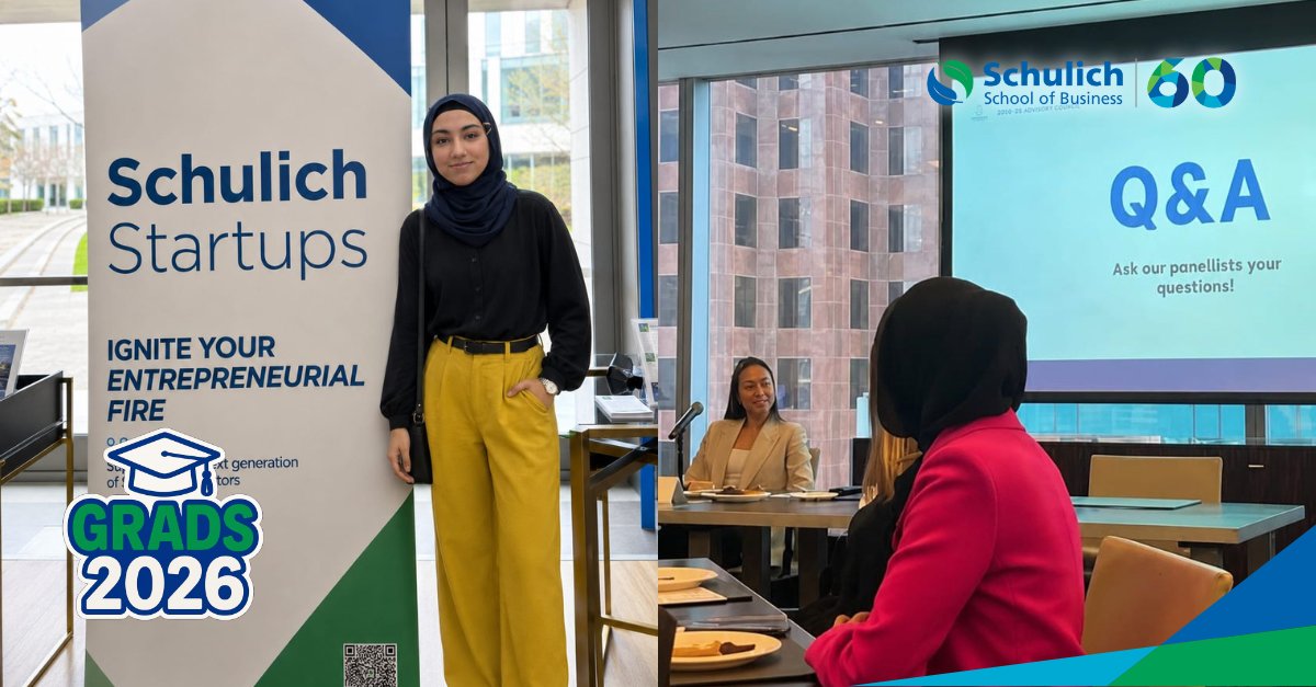 SchulichSchool's tweet photo. #MeetYourGrads 2026 🎓

Meet Aaliyah Zaidi, Schulich HR grad! From Schulich International experiences to working with Schulich Startups, Aaliyah made the most of her journey and built lasting memories 💙💚

Next stop: MHIA at Schulich 🚀✨ https://t.co/liD9xI6NP1