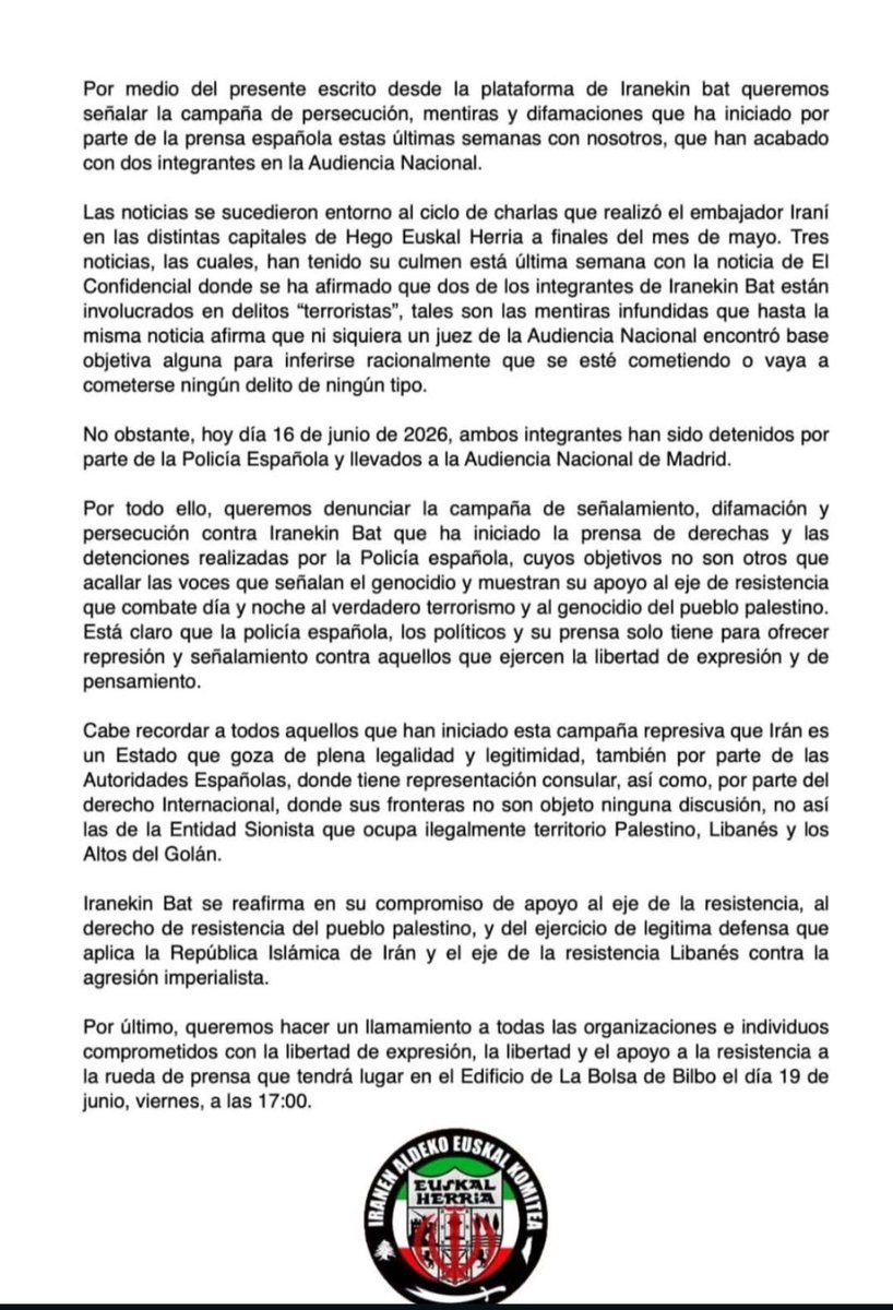 irezugasti's tweet photo. Comunicado de @IranekinBat https://t.co/ohclu9RdEx