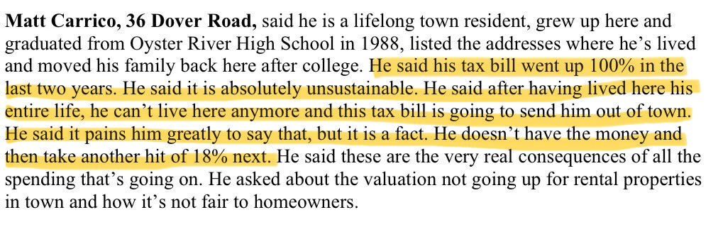 ScubaKim13's tweet photo. @brucefenton did a theatrical skit ridiculing Durham for raising taxes and commented that one man from the town was being taxed out of his home.  I went and found the man’s comments.  These are the Granite Staters @NHDems are laughing at. https://t.co/xf0o5TGhYu