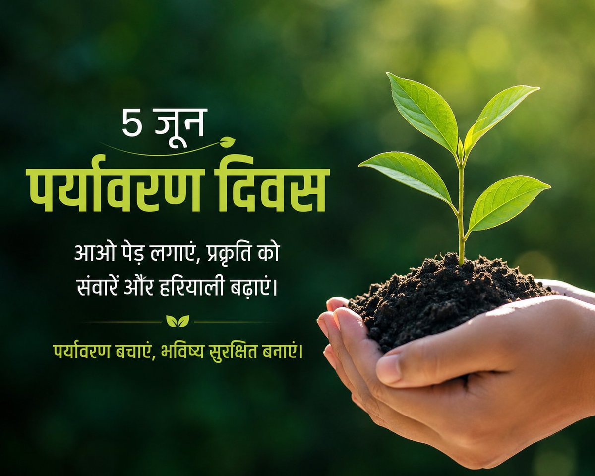 Atul0100's tweet photo. #WorldEnvironmentDay
पर्यावरण की रक्षा केवल एक जिम्मेदारी नहीं, बल्कि आने वाली पीढ़ियों के प्रति हमारा कर्तव्य है। 🌱🍃☘️🍀🪴
आइए, वृक्षारोपण, जल संरक्षण और स्वच्छता को अपनाकर धरती को हरा-भरा बनाएं https://t.co/zpWmO2biPQ
