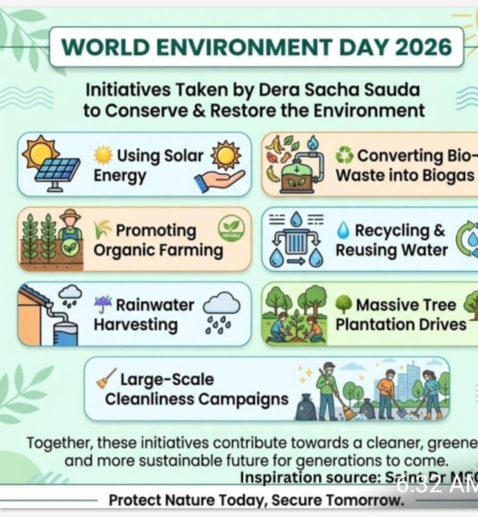 KoyalDeep18761's tweet photo. #WorldEnvironmentDay2026
डेरा सच्चा सौदा🌱🌳
#WorldEnvironmentDay 🌱के अवसर पर और पूरे वर्ष भर, विश्व स्तर पर वृक्षारोपण के विशाल अभियान आयोजित करता है। Saint Gurmeet Ram Rahim Ji से प्रेरित होकर उनके अनुयाई पौधे लगाते हैं उन पौधों की देखभाल अपने बच्चों की तरह करते हैं।🌱 https://t.co/fbG70u8jDJ