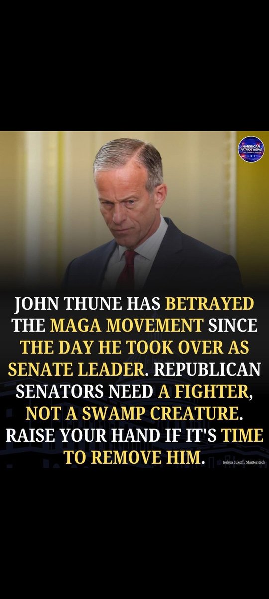 herwings60's tweet photo. @GuntherEagleman 🤨This is just one past quote from Thune that had me screaming NO to him being Senate(cough)Leader: "Donald Trump should withdraw and Mike Pence should be our nominee effective immediately."
Replace him with someone who could truly sell ice to an Eskimo! 
To be OUR VOICE! https://t.co/tYAe4bkLgq