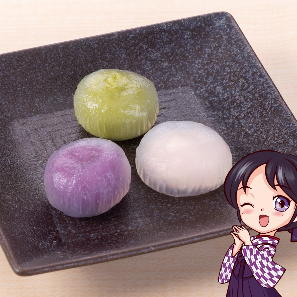 GP_bashamichi's tweet photo. 鶏彩🐣でもほっと一息、甘味��いかがでしょうか🍵
夏フェア限定デザート「ひとくち和菓子　くず団子3種」は紫芋、抹茶、白桃の3種です🍠🍵🍑
もちもちぷるん食感がたまらない🥺
ぜひ鶏彩のお店で✨

＃やばねの呟き https://t.co/Mtv3cihQS5
