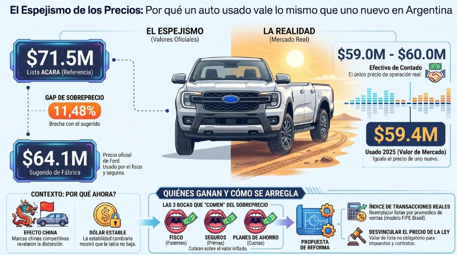 spinelliandy's tweet photo. 🚨Una chata usada que vale más que una nueva...solo en Argentina. 🔥

Cualquiera que alguna vez quiso vender su auto usado conoce esta escena. Entrás a la compu, mirás lo que piden en las plataformas, lo cruzás con la tabla y te queda grabado un número. Ese es mi piso, pensás. Lo publicás y esperás. Pasa un mes, pasan dos, y el teléfono no suena, o suena alguien que ofrece bastante menos y cortás ofendido. Bajás un poco, volvés a bajar, y recién cuando llegás a un precio que no querías ni mirar aparece el que compra. Lo que nadie te avisó es que ese primer número, el que tomaste como punto de partida, no lo paga nadie. Y aun así hay tres que te lo cobran igual. 🧵👇