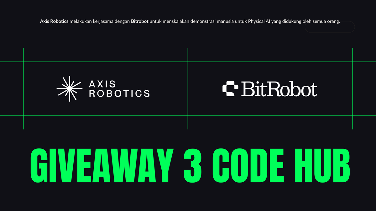 AxisRoboticsID's tweet photo. GIVEAWAY : Axis Robotics x bitrobot! 🤖

Belum bisa mulai kontribusi karena belum punya code? Tenang, spesial kolaborasi bareng bitrobot, kita bagi bagi 3 Code Hub Axis eksklusif buat kalian!

Syaratnya gampang banget:
1️⃣ Punya akun Axis Hub
2️⃣ Follow @axisrobotics & @AxisRoboticsID 
3️⃣ Join Telegram Indo: https://t.co/M8eKZWB4Fj

⏳ Waktu kalian cuma 24 JAM!

Drop screenshot bukti profile akun Axis Hub kalian di reply ya!