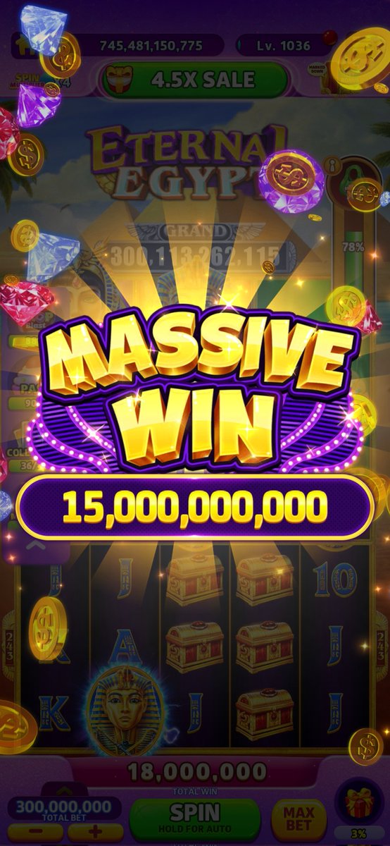 Zakku_san's tweet photo. I played Eternal Egypt, and got two 50X Bet Prizes in a row! #CashFrenzy #EternalEgypt #FreeGame #FreeGames #Jackpot #50XBetPrize #MajorJackpot #MassiveWin https://t.co/OzSTenYZfL