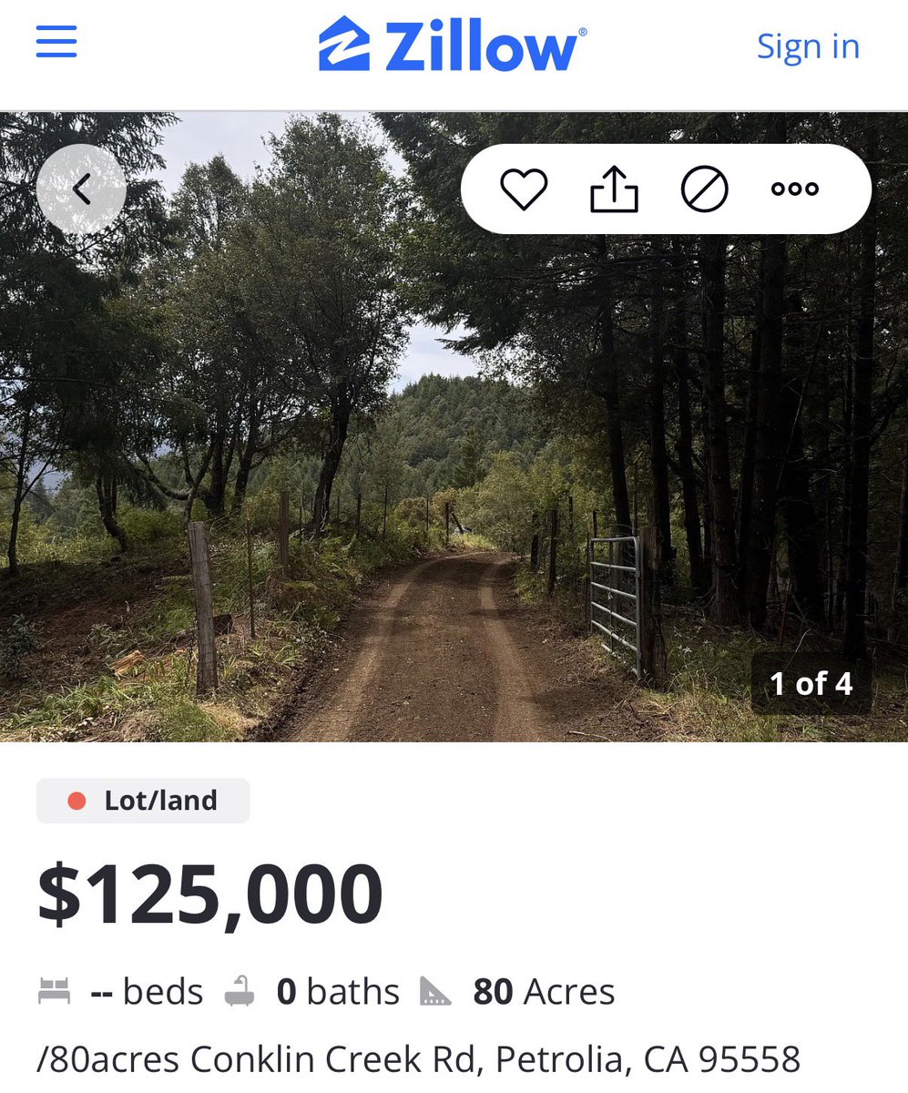 gimletmonocle's tweet photo. btw they just let you just buy 80 acres of coastal mountain property in Northern California for 100k https://t.co/QJwNOPwsxu