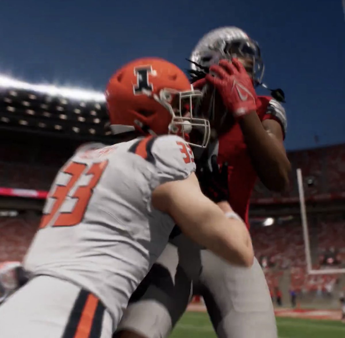TristanThomasTV's tweet photo. Grant Beerman with a big hit on Jeremiah Smith near the end of the trailer 👀 #Illini https://t.co/Q09leQaPXQ
