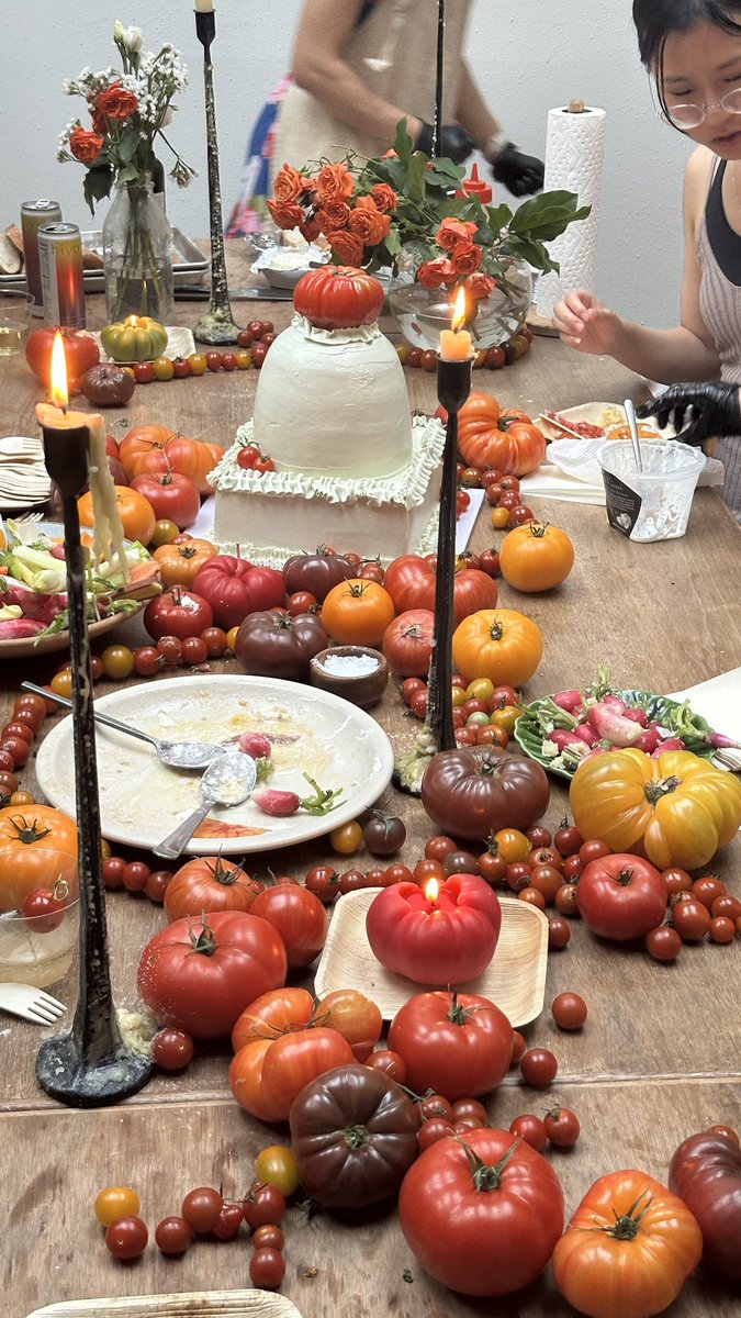 tessamondria's tweet photo. The best party of all tech week happened today at @AmbrookAg . The team literally ATE with their tomato party. Goodie bags filled with produce. Tomato martinis and Tomato basil ice cream for desert. Can’t get better than this. https://t.co/glH9ZVqjKN