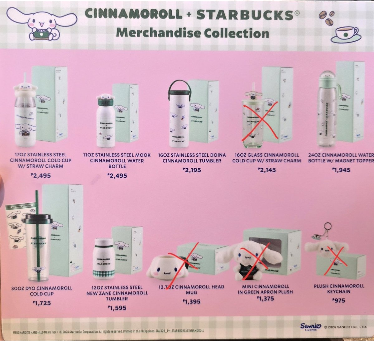 CraftsDailyPh's tweet photo. Available items left sa stores.

wts lfb Cinnamoroll x Starbucks 2026 
PH Exclusive

— SRP + 180
— Shipping at your own expense.
— J&amp;T Express <📍Pangasinan>
❌️ Sensitive and impatient buyer.

#starbucks #sanrio #cinnamoroll https://t.co/OEdfaqNrc5
