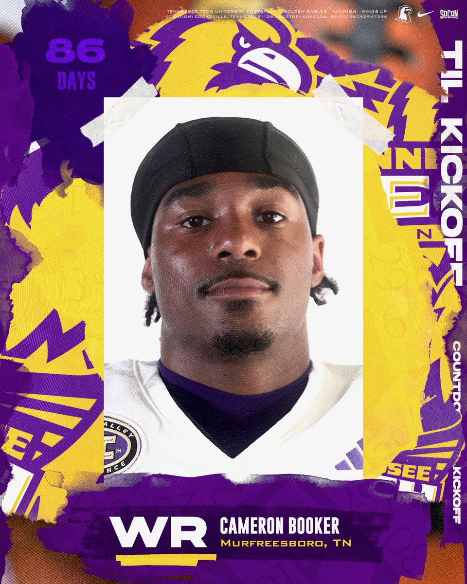 TNTechFootball's tweet photo. #️⃣8️⃣6️⃣DAYS TILL KICKOFF! 

🎟️ Link:
https://t.co/hfljJDl938
#AimHigher #WingsUp https://t.co/PwE6arVxWK