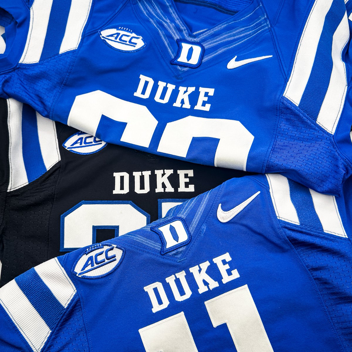 DukeFOOTBALL's tweet photo. Want a piece of Duke football history at a great price?

For $100, you can get an authentic Duke football jersey from past years!

BUT there's a catch... We pick the jersey. It could be any number or color from any year👀

Get yours today: https://t.co/akgaLkZg9T https://t.co/DWd6OnZPnI