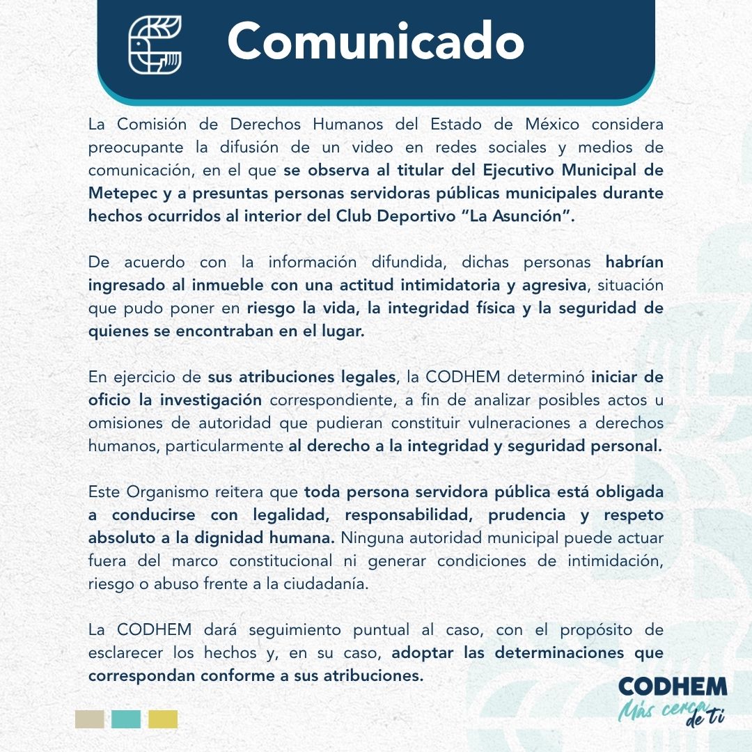 CODHEM's tweet photo. 🚨 #ComunicadoCODHEM https://t.co/ZF8HwATgxj
