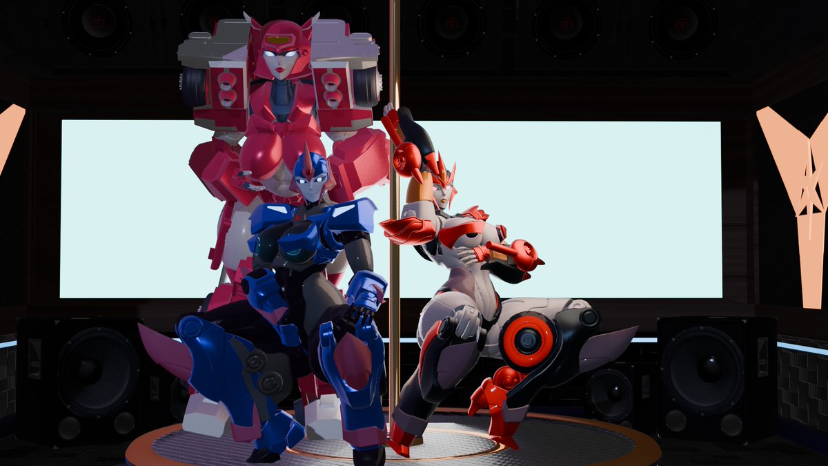 Maximus34Nsfw's tweet photo. Someone hit the jackpot, and we got #arcee , #flamewar, and #elita on stage. Things could be getting spicy.

Models by: @JiggyLewds

#NSFW version soon. Probably with better angles. 

#transformers #powerconduit #fembots #3d #blender https://t.co/zOSRgk40wj