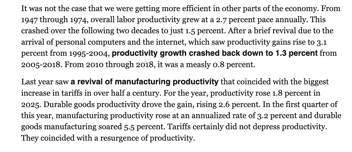 carney's tweet photo. The "cause of death?"

After decades of declining productivity despite "free trade" policies, we've seen a productivity revival with the highest tariffs in generations.

The exact opposite of what they believed would happen. https://t.co/a5bx7TVxNM