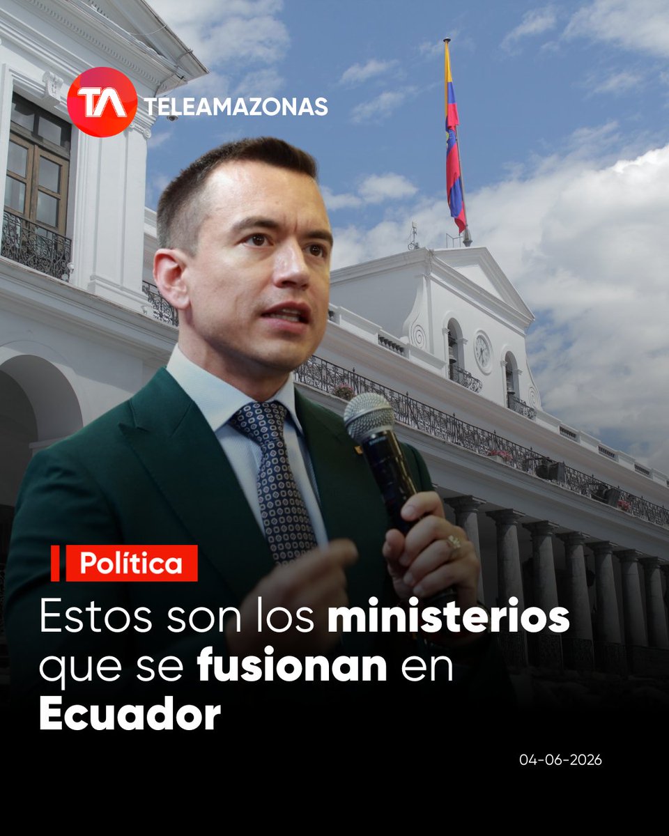 teleamazonasec's tweet photo. 🏛️ https://t.co/HvrEYYAeBp 👉 Esta es la reorganización estatal  de los ministerios fusionados en #Ecuador. https://t.co/am6tv1jvZc