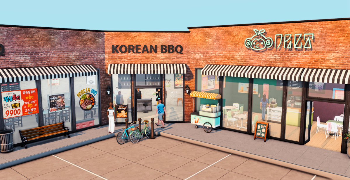 forneversimmer's tweet photo. made a cute korean bbq (made with algu's kbbq set and channel4sims' functional kbbq mod + cc) and boba spot! https://t.co/tFUEGdKYA6