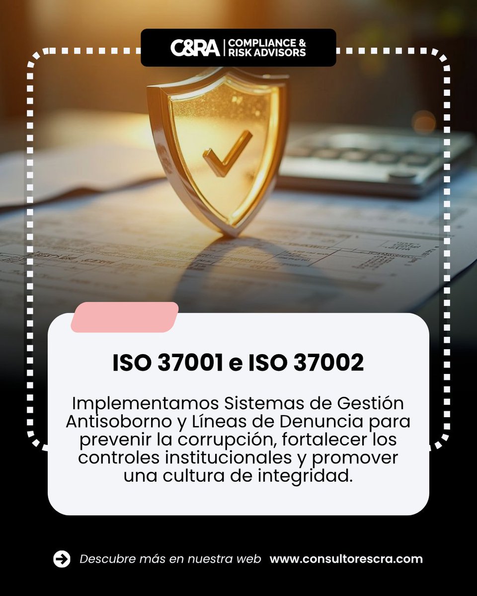 c_advisors's tweet photo. 🏛️ Impulsamos gobiernos más íntegros, transparentes y resilientes.

✅ Gestión de Riesgos
✅ Auditorías Independientes
✅ ISO 37001
✅ ISO 37002
✅ Control Interno y Anticorrupción

#Gobiernos #Transparencia #Anticorrupción #ControlInterno https://t.co/C83OKJhtar