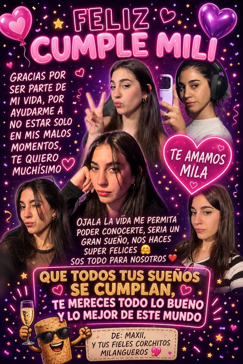 Maxii3965011641's tweet photo. Feliz cumple a la mejor de todas 🎊🎊🎈🎁❤️🥹 @Milaferraroo https://t.co/cW8jN4VzsZ