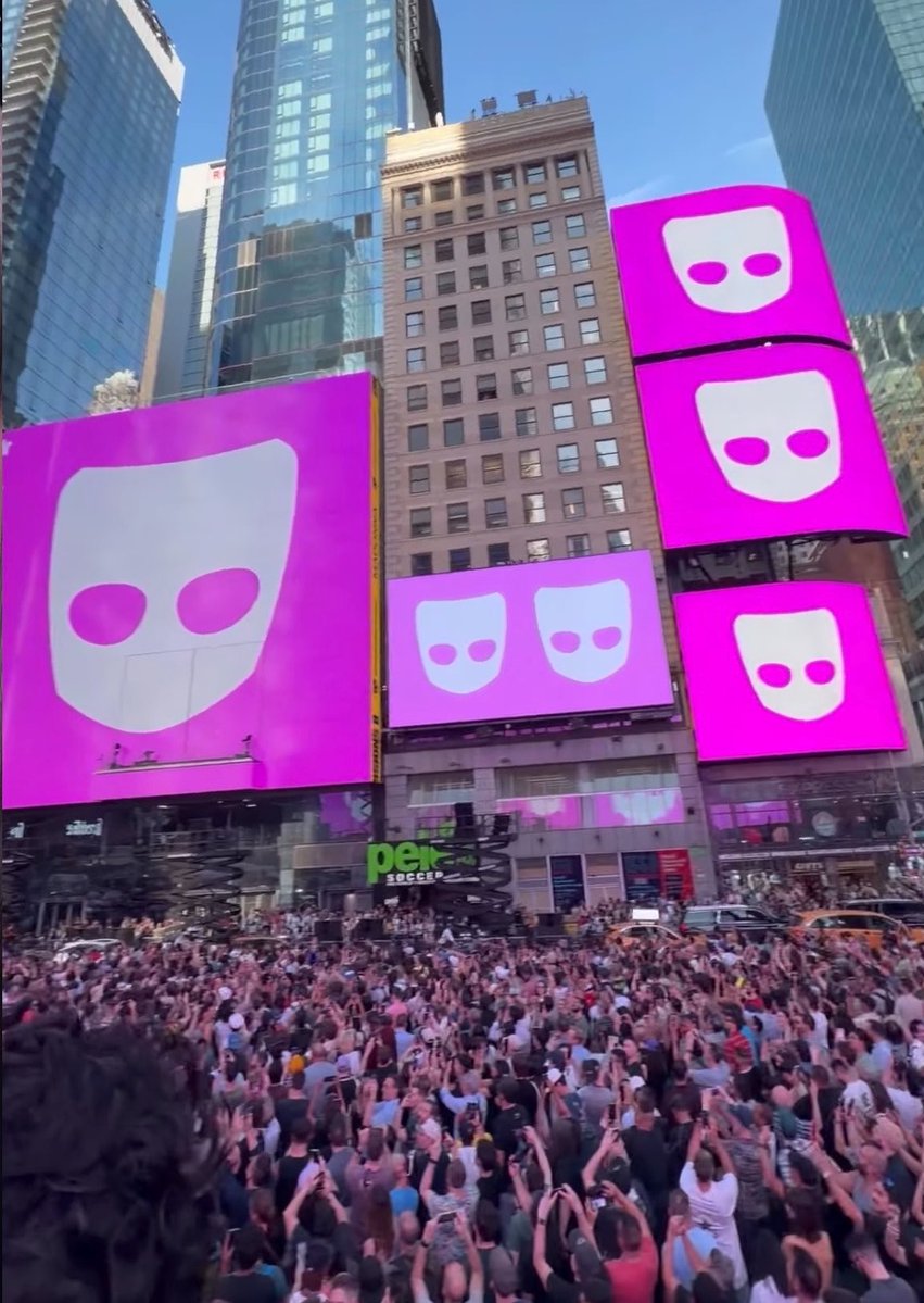 ajjordanphoto's tweet photo. cannot stop laughing at grindr times square takeover for madonna how is this real. happy pride !!! https://t.co/LanQG0u0fz