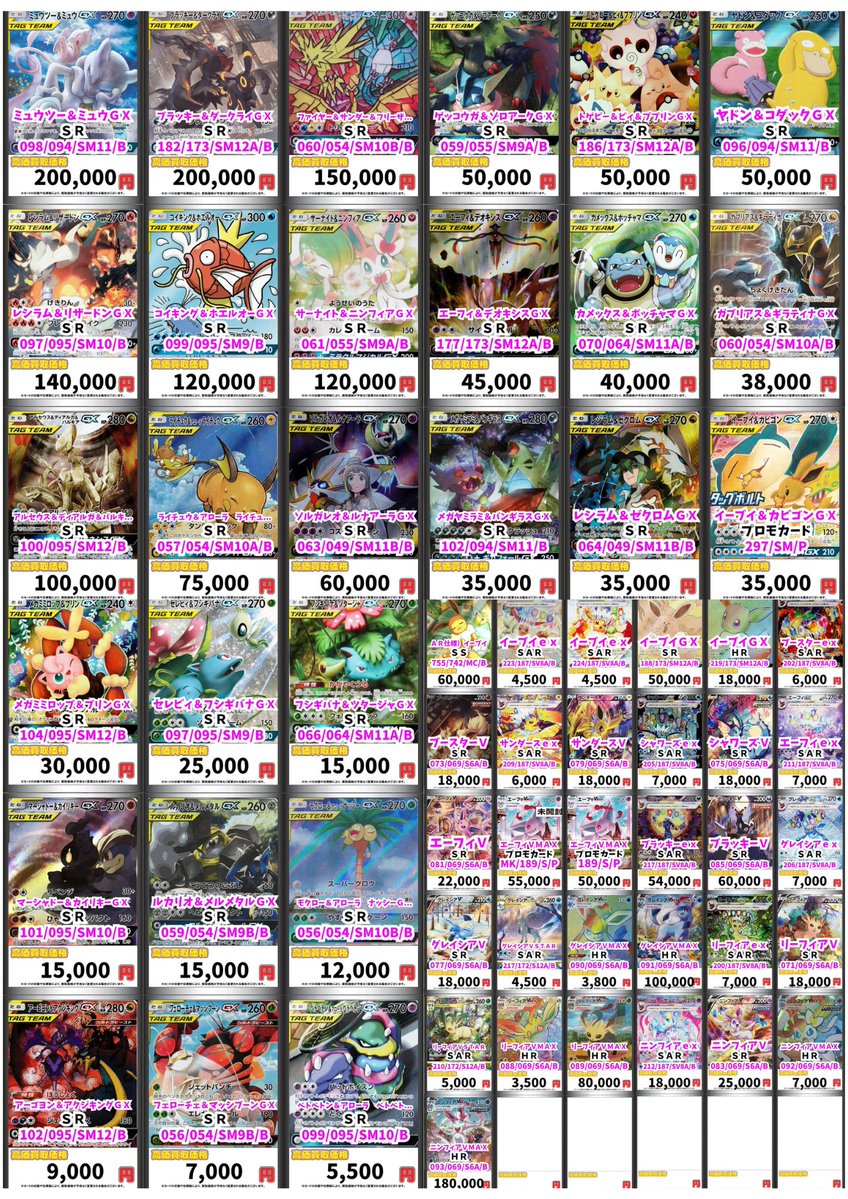 ポケモンカード 高レア買取表作成しました！ 12時開店 買取受付は20時