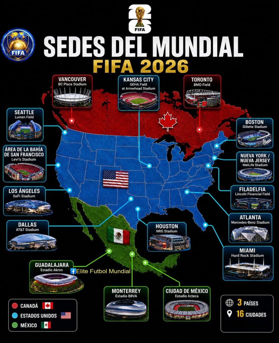 groecha's tweet photo. A solo siete días del Mundial 2026 vale la pena recordar cuales serán los escenarios de la esperada cita futbolera. https://t.co/LjpFSQo3LJ