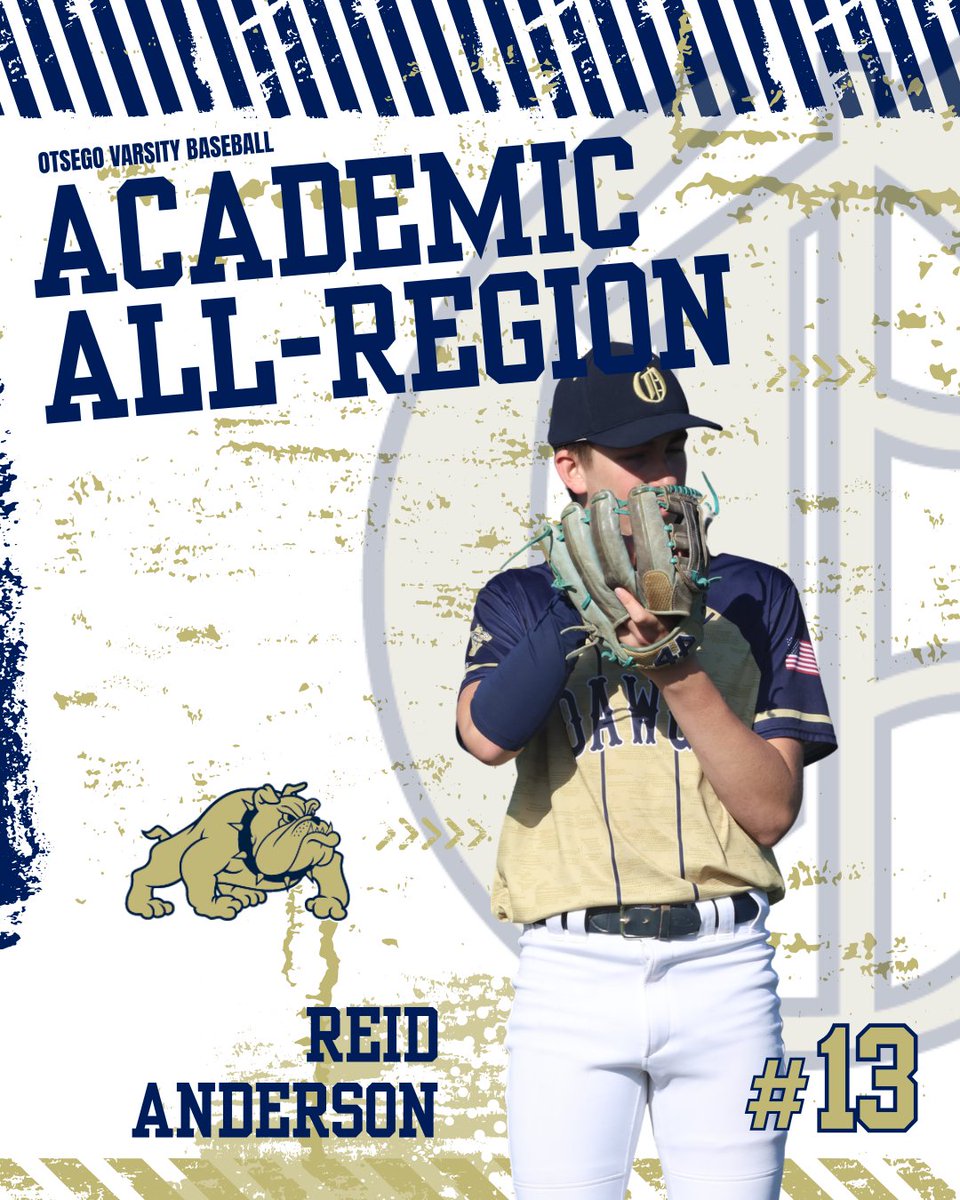 OtsegoBaseball's tweet photo. 🏆Congratulations to our Bulldog Baseball ACADEMIC ALL-REGION Selection: Reid Anderson!  @reidanderson28 https://t.co/nP9jPZ3S8F