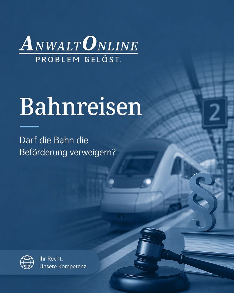 anwaltonline's tweet photo. #Bahnreisen: Wann darf die #Bahn die Beförderung verweigern?

Wer ein #Bahnticket kauft, geht davon aus, auch mitgenommen zu werden. Doch der Kauf eines Fahrscheins verbrieft nicht in jedem Fall das Recht, in einem bestimmten Zug zu sitzen - und unter …

https://t.co/21VzwOD5go https://t.co/QjuX4VWJjE