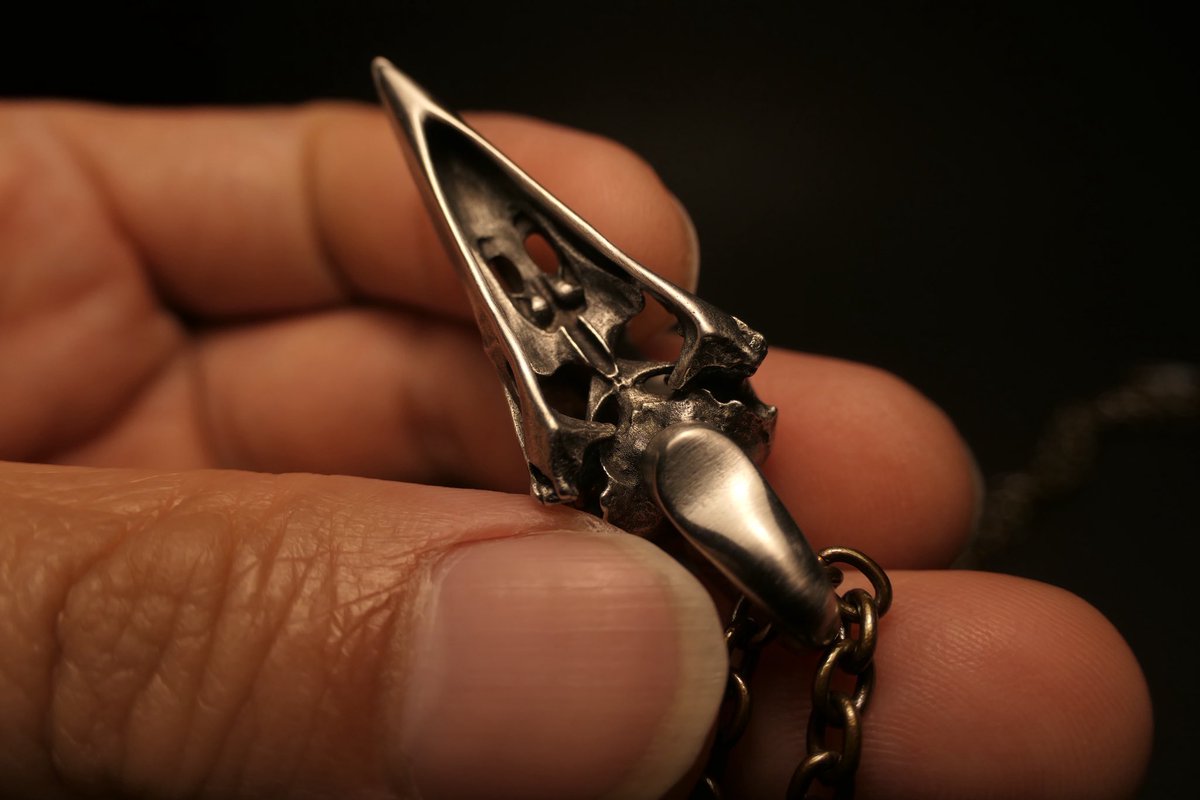 planevia's tweet photo. ハシブトガラス頭骨(L)のペンダントトップ

価格:6500円
本体素材:ピューター(錫90％合金)
チェーン素材:真鍮

表記はイベント販売での価格です。

#コミティア156 
planeviaブース【り19b 】
鳥類
アクセサリー https://t.co/McPt6Bon05