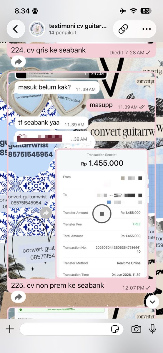 guitarrwrist's tweet photo. aku sudah open yg mau cv saldo prem, non prem, bank, bayar tagihan, dll

- cv non prem ke seabank
- cv non prem ke bca
- bayar pendaftaran mandiri unj
- cv non prem ke seabank https://t.co/DOENxw3Ctp