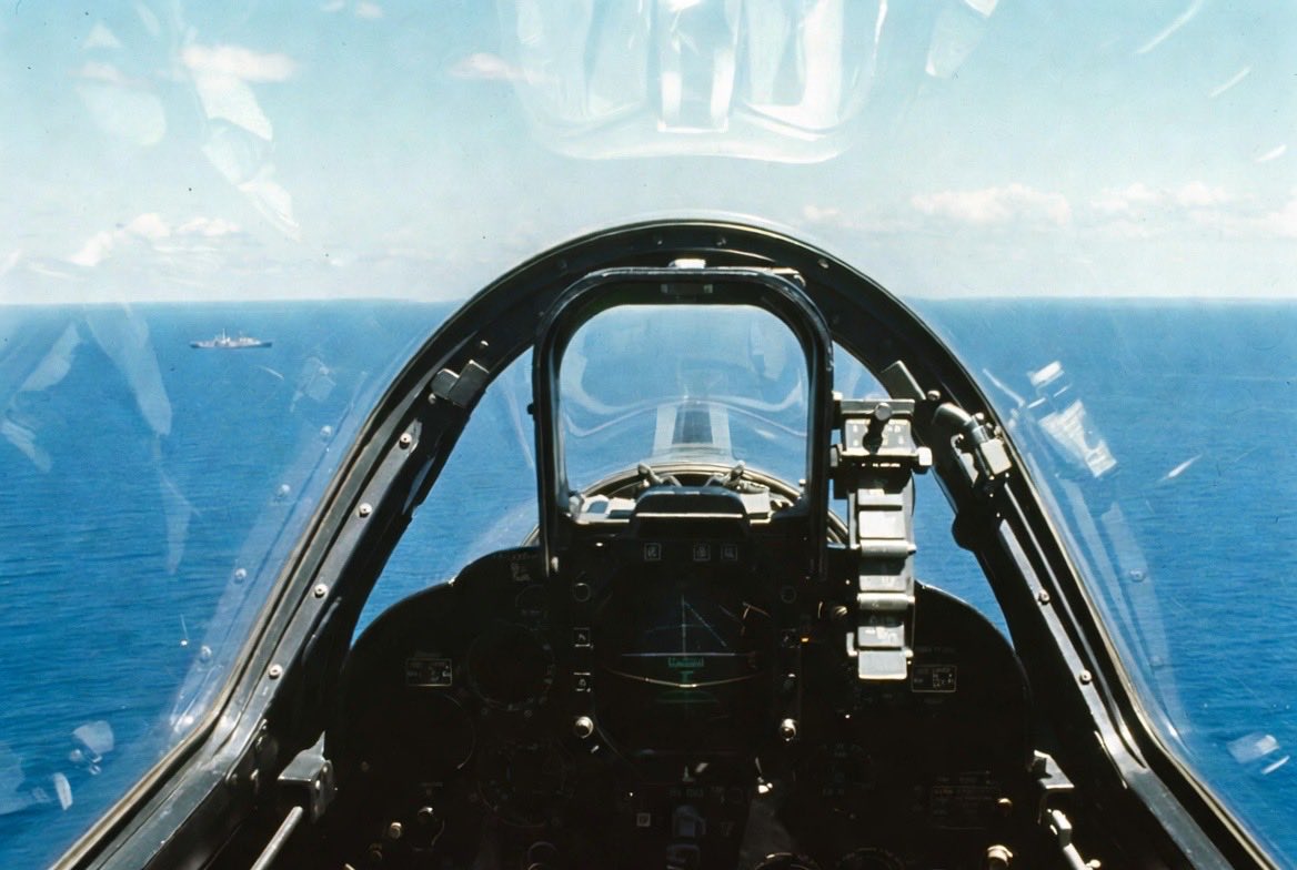 JoshuaHawkrayl's tweet photo. I asked AI what the maximum effective range of an Egyptian ship’s anti air guns would be, at the time, and to generate an image of the Liberty from the perspective of the Israeli pilot, at that range.  The rightful assumption being that he or she would stay at that range or greater while scouting the coast.
