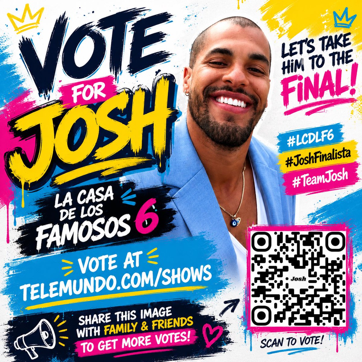 VaneTLopez's tweet photo. Vote and share this image. We need all friends and family to rally. It’s go time! 💪🏻
#LCDLF6 #TheChallenge #BigBrother #JoshFinalista #TeamJosh https://t.co/1nQZNp7CJy