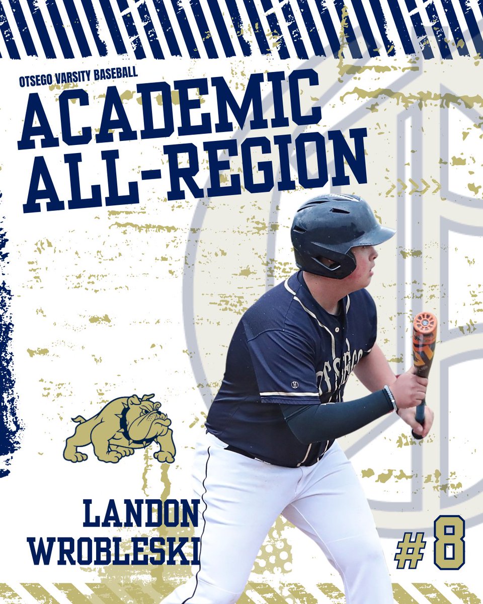 OtsegoBaseball's tweet photo. 🏆Congratulations to our Bulldog Baseball ACADEMIC ALL-REGION Selection: Landon Wrobleski!  @LandonWrob28 https://t.co/6udwK34K15