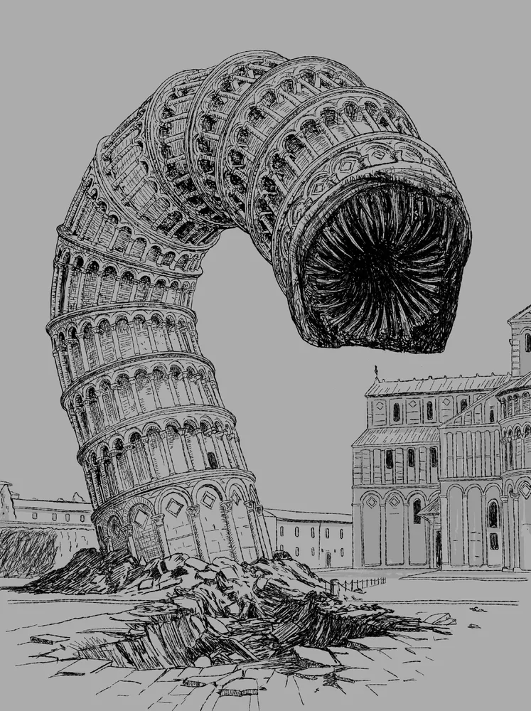 NeroDevX's tweet photo. Shai-Hulud of Pisa.  

With new trailer for Dune out and new war chant it was just a matter of time...  

#shaihulud #dune #pisa #art #artwork #digital #illustration #ink #SciArt https://t.co/BCbfx82uMJ