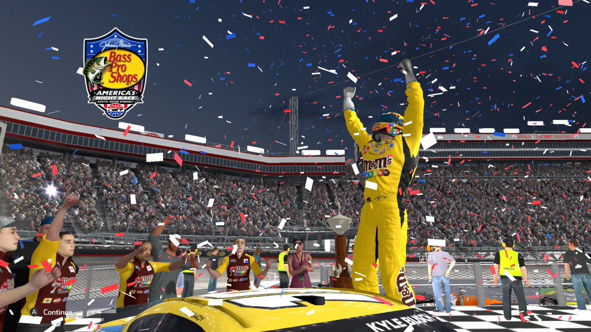 ImCaptainBrian's tweet photo. I was testing out different Switch games for a thing and somehow casually won a 20-lap version of the Bristol Night Race. https://t.co/crInjaVFb0