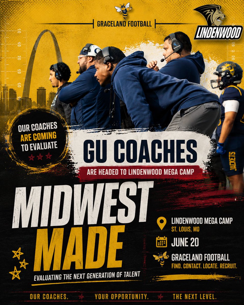CoachJO_DC's tweet photo. MIDWEST MADE.

We’re headed to the Lindenwood Mega Camp looking for the next generation of Yellowjackets.

See you there. https://t.co/GXTKdtaQAi