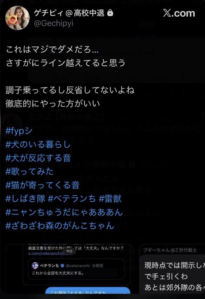 _m_un_e_'s tweet photo. ベテランちの件、これが本当なら終わってるだろ。
鍵垢にして逃げてるけど。

@sonshi600913 
@Gechipyi https://t.co/B8uqsNJRP5